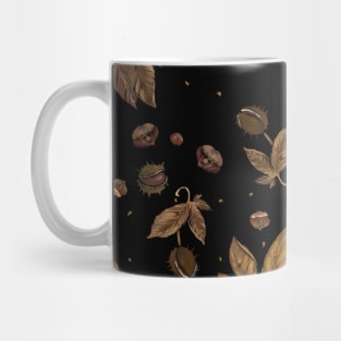 Watercolor autumn chestnuts on branches in pastel colors Mug